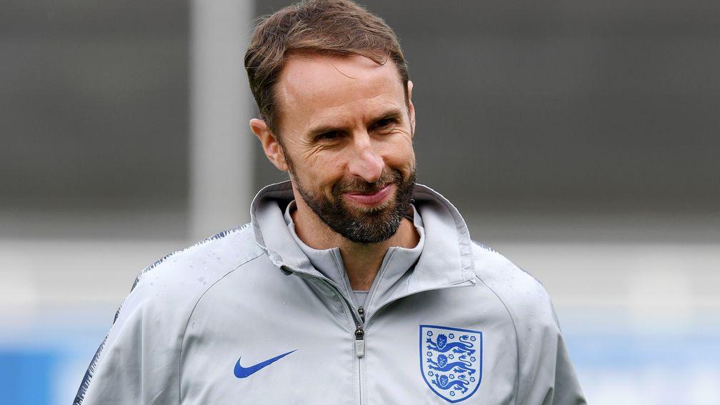 Gareth Southgate looks on during an England training session at St Georges Park